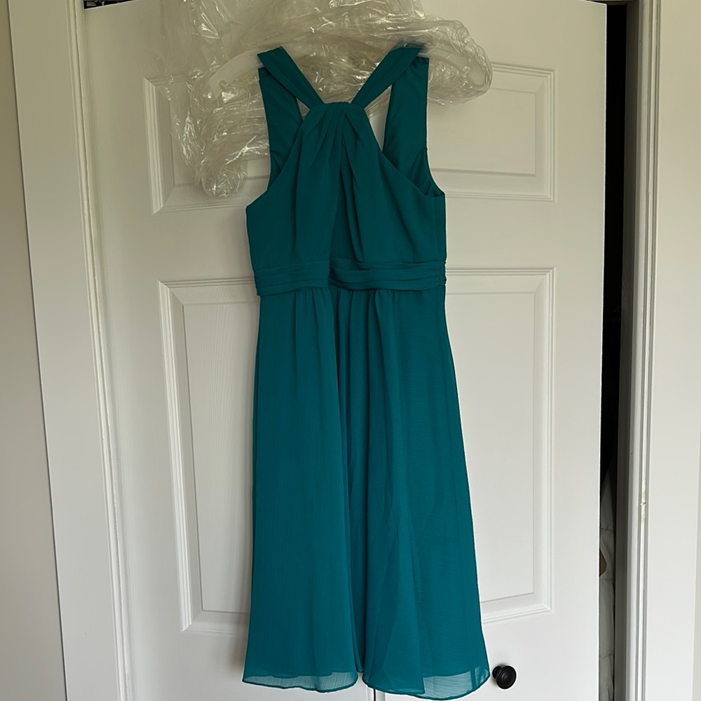 David's Bridal Blue Halter Sundress Midi